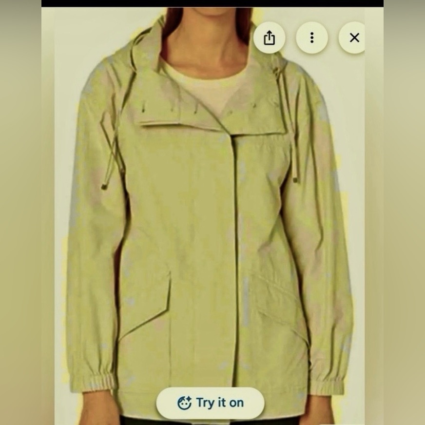 Eileen Fisher Hooded Windbreaker Rain Jacket Water Resistant Lightweight Size 1x